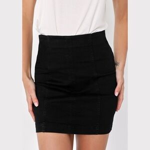 Free People Modern Femme Washed Black Denim Mini Skirt - Size 8